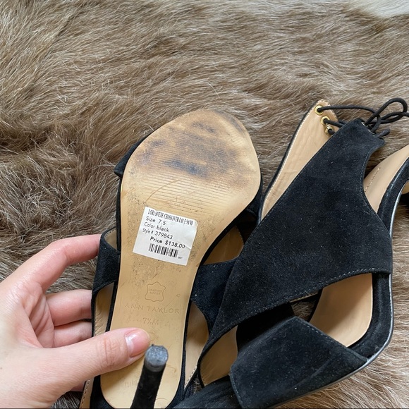 Ann Taylor Lori suede crossover lace sandals - Picture 3 of 7
